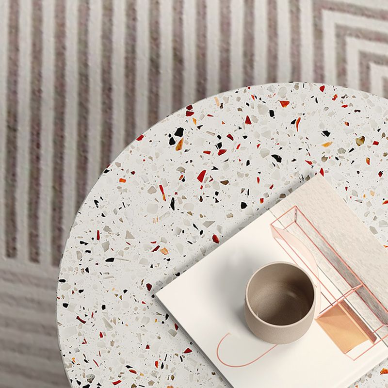Contemporary Round Cocktail Table Slate Frame Coffee Cocktail Table