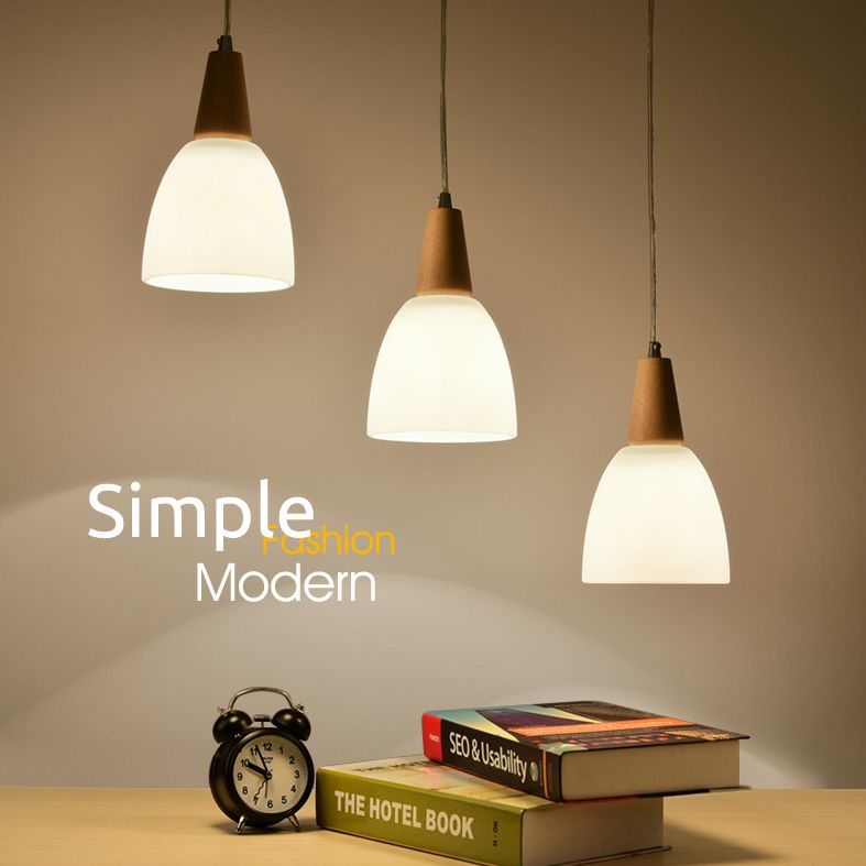 Cone Hanging Pendant Lights Modern Simple White Glass Pendant Ceiling Lights for Restaurant