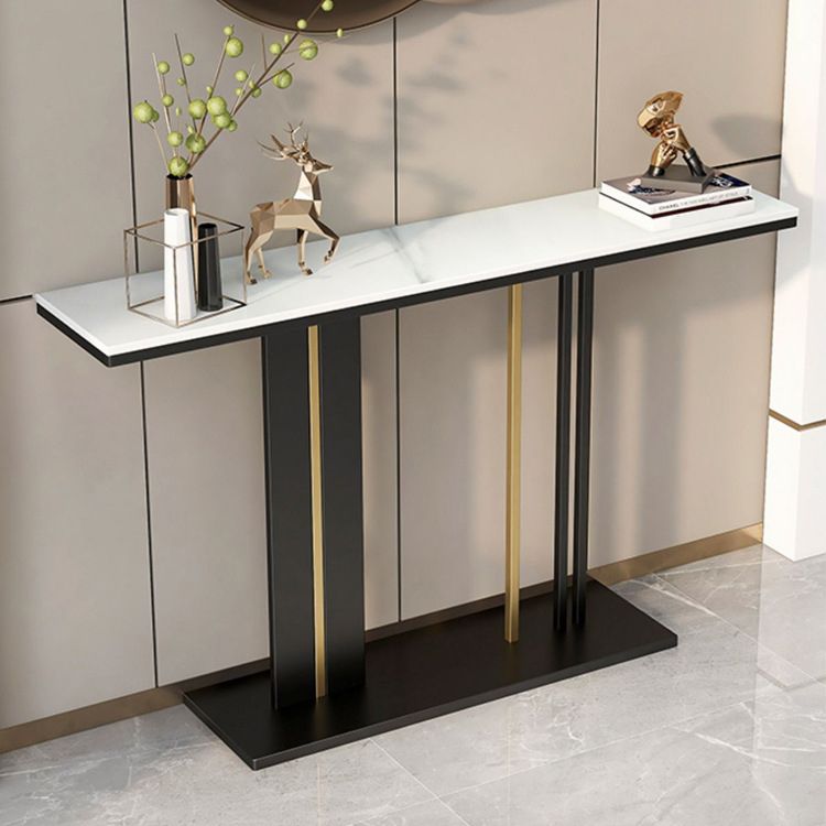 Rectangle Contemporary Console Table Antique Finish Console Sofa Table in Marble