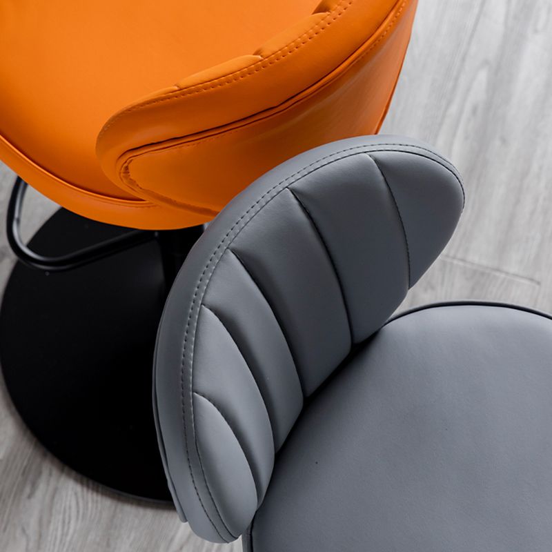Contemporary Leather Swivel Barstool Indoor Bar Stool with Iron Legs and Low Back