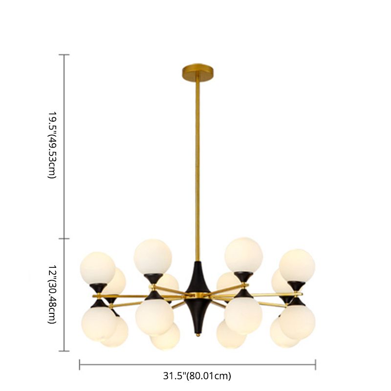 Nordic Style Creative Glass Orb Chandelier Golden Dining Room Lighting Fixture with 19.6" Adjustable Suspension Rod