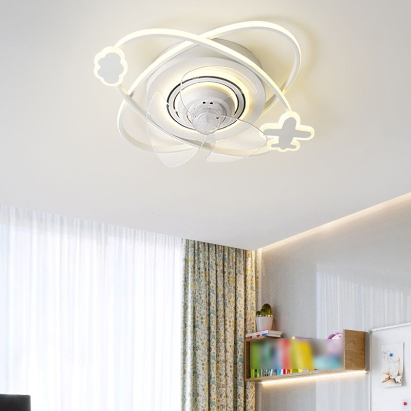 Metal Ceiling Fan Lighting Modern Style 5 Light Ceiling Fan Lamp for Bedroom