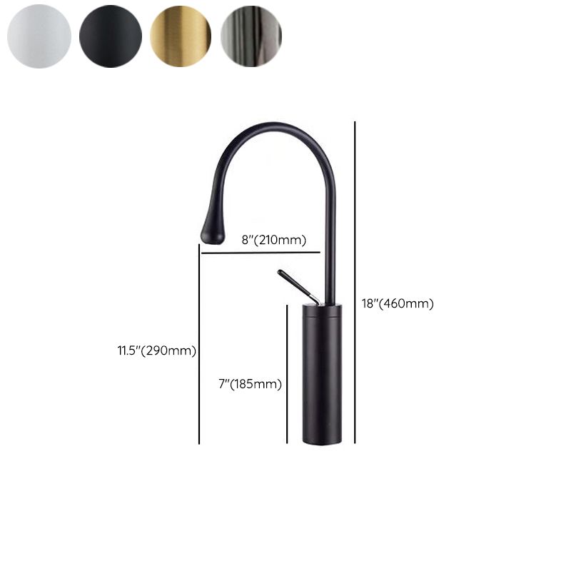 Gooseneck Sink Faucet Circular Lever Handles Brass Bathroom Sink Faucet