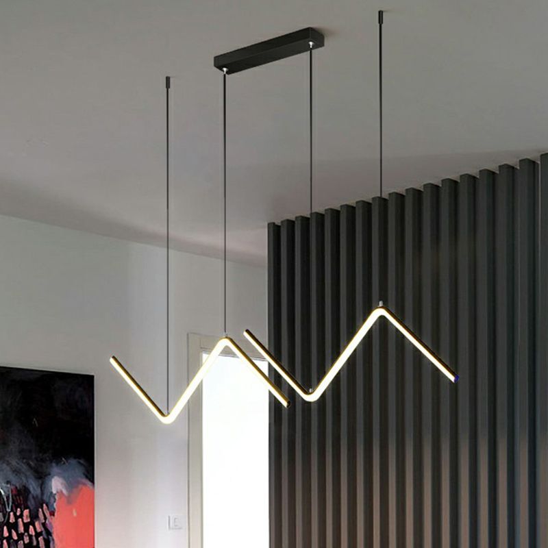 Metal Z Shaped Island Pendant Minimalist LED Suspension Light Fixture for Dining Room