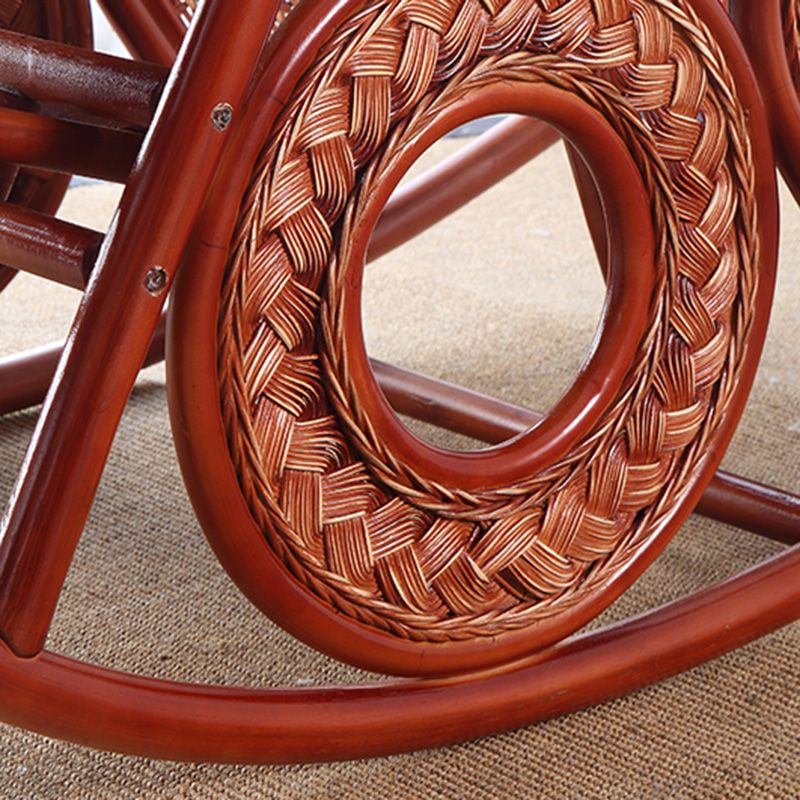 Conventional Rocking Chair Rattan Frame Solid Color Spindle Backrest Indoor Rocking Chair