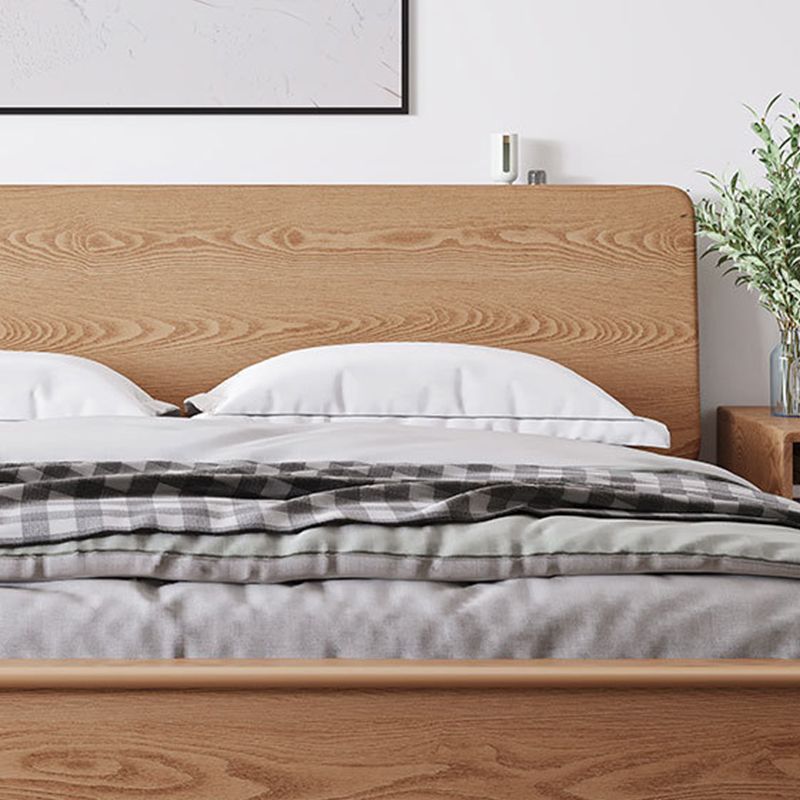 Contemporary Standard Bed Espresso Solid Wood Panel Bed with Headboard