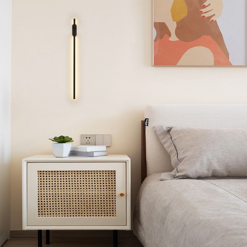 Forma lineal Luz de pared de metal Estilo moderno de 2 luces Luz de pared de pared en negro