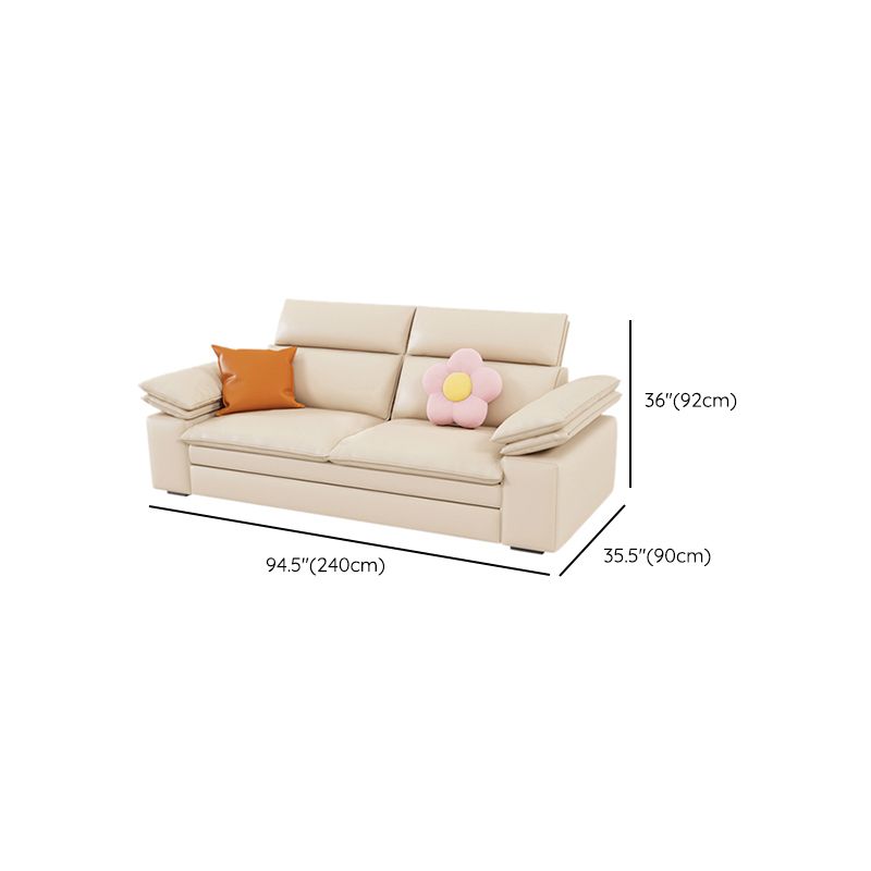 Contemporary Faux leather Sleeper Sofa in White Pillow Top Arms Sofa Bed