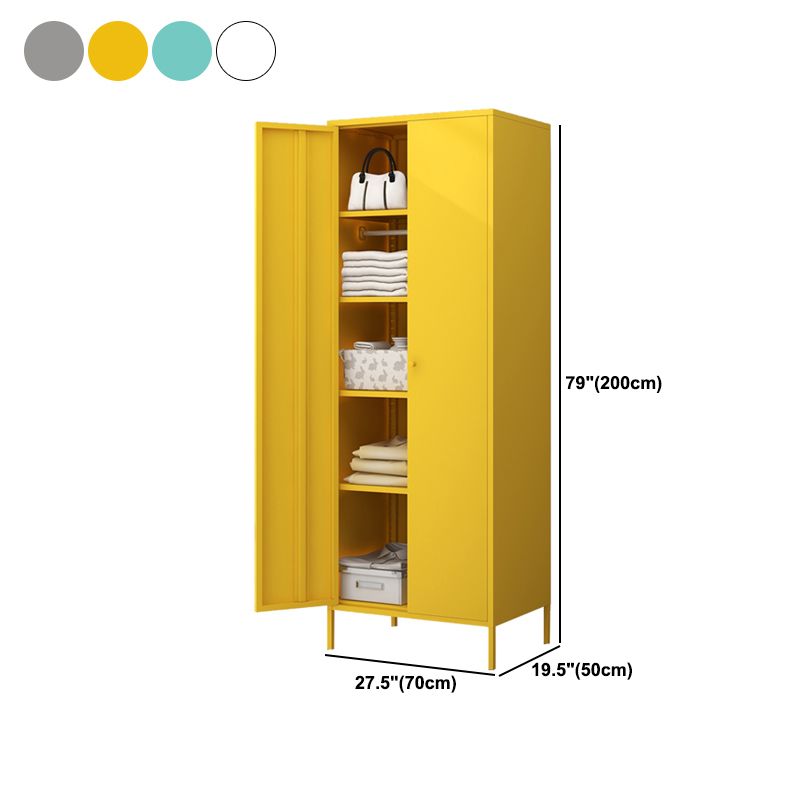 Contemporary Wardrobe Cabinet with Adjustable Shelves Steel Wardrobe Armoire