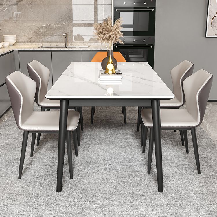 Modern Dining Table Set 1/4/5/7 Pcs Rectangle Dining Table Set with Wingback Chairs