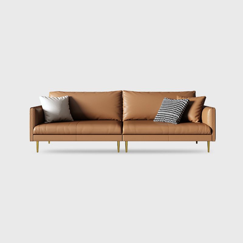 Leather Modern Sofa 33"W  Square Arm Loose Back Sofa for Living Room