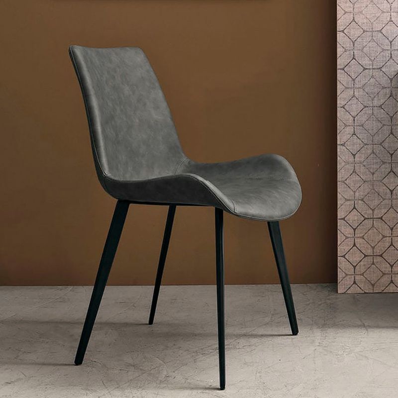 Industrial Dining Chair with Metal Frame Matte Finish Solid Back Side Chair