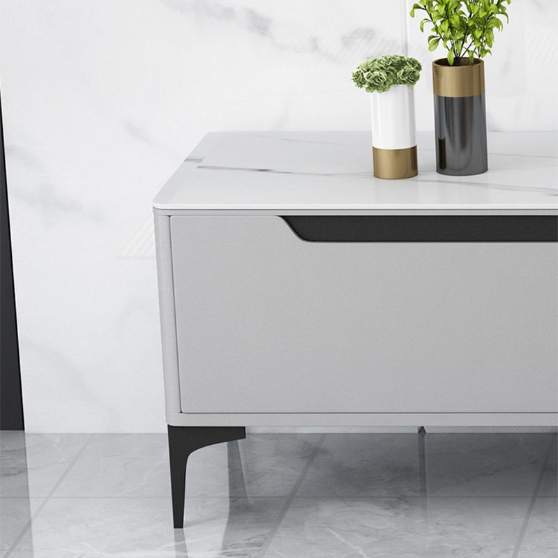 4 Legs Coffee Cocktail Table with 4 Storage Drawers Slate Top Rectangle