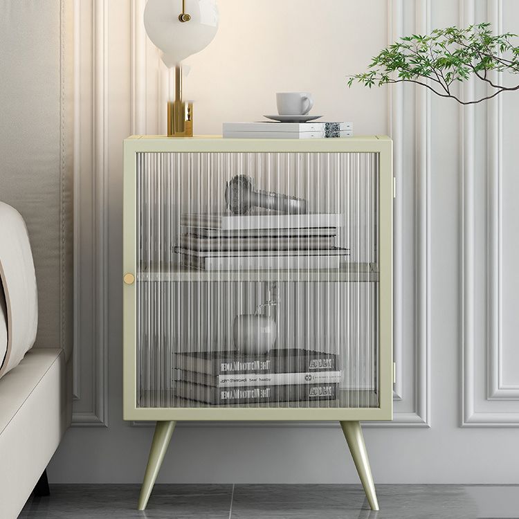 22"H Contemporary Buffet Server Glass Door Metal Frame Buffet Server for Living Room