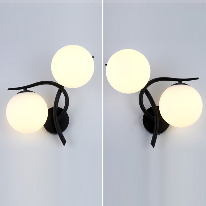 Modern Metal Wall Sconce Minimalist Glass Ball Shade Wall Light Fixture