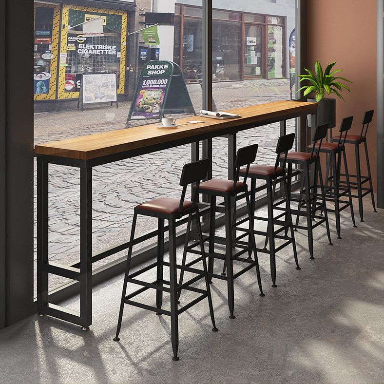 Industrial Solid Wood Pub Table Bar Height Rectangle Bar Table for Indoor