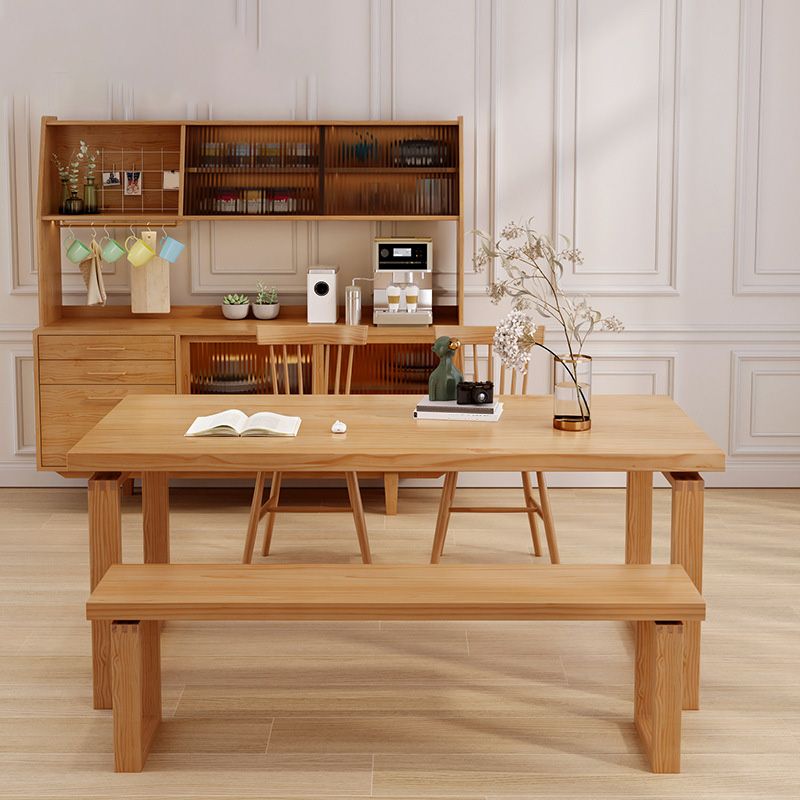 Industrial Dining Room Table Solid Wood Rectangle Dinette Table in Natural