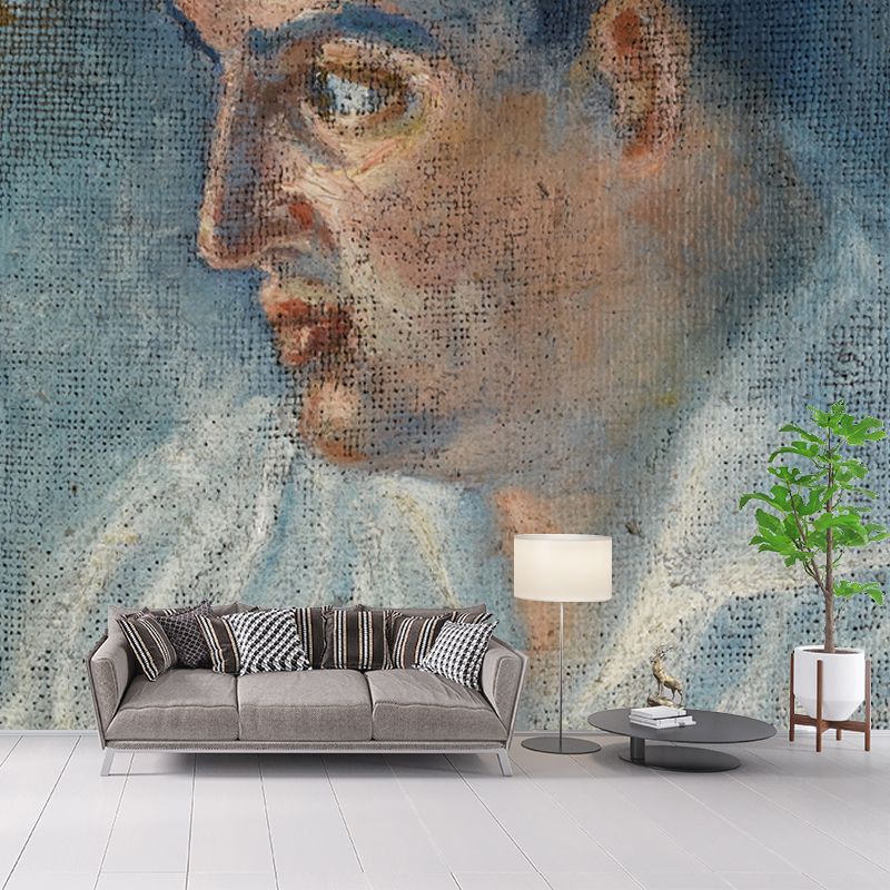 Portrait of Womans Side Mural Blue Surrealistic Wall Art for Living Room, Made to Measure