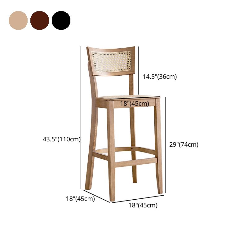 Taburete de bar de madera maciza de estilo moderno con reposapiés Taburete de bar con respaldo bajo