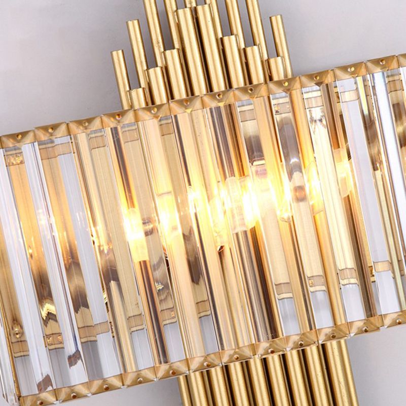 Unique Shade Crystal Wall Sconce Modern Style 2 Lights Wall Mounted Light in Gold