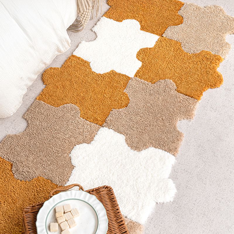 Modern Shag Carpet Tiles Puzzle Detail Color Block Indoor Carpet Tiles