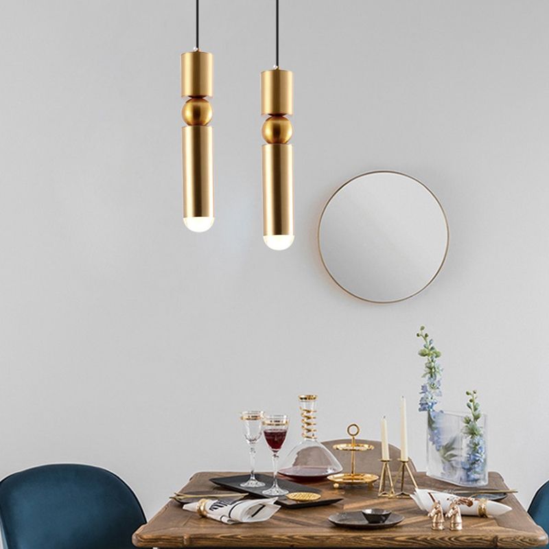 Golden Post Modern Style 1-Light Hanging Lamp 
Geometric Simplicity Lighting Fixture for Bedroom