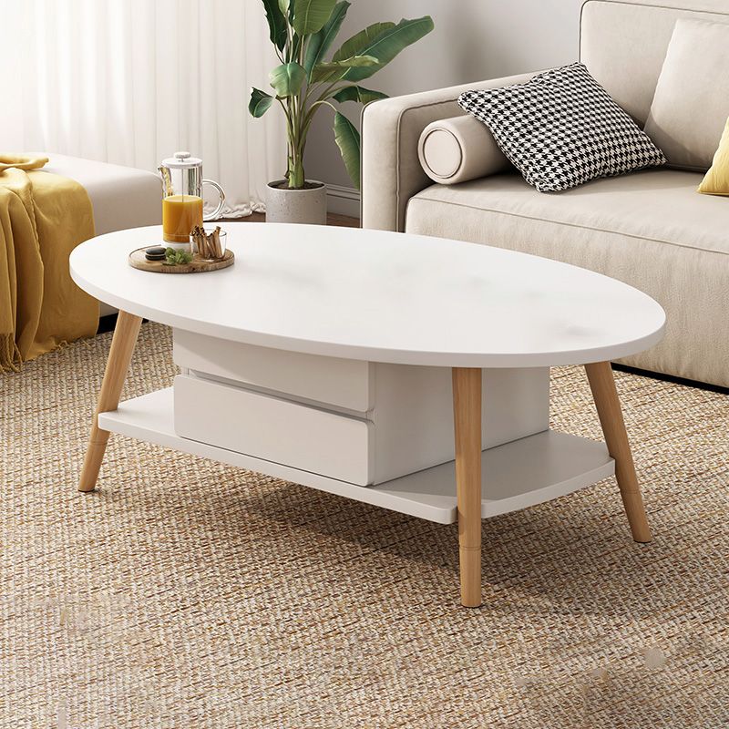 Contemporary Wooden Single Coffee Table 4 Legs Cocktail Table