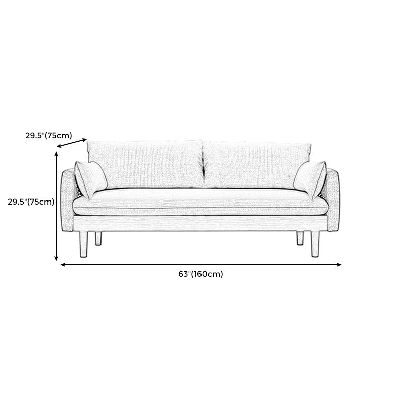 Loose Back  Linen Square Arm Transitional Modern Settee with slipcovered