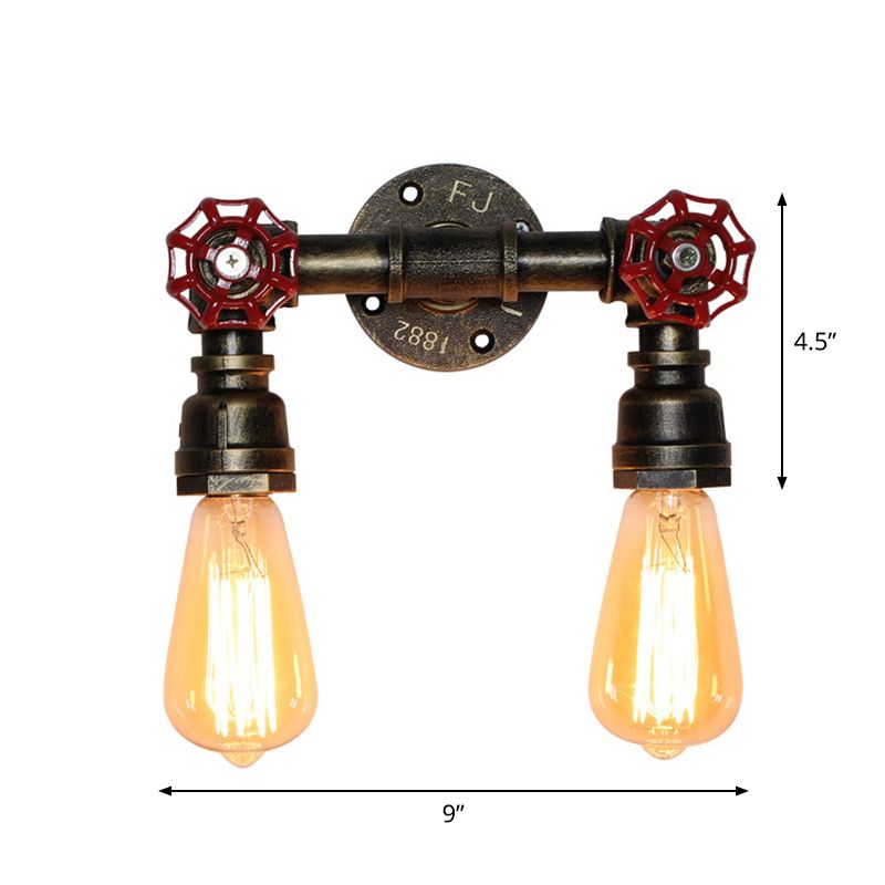 Vintage exponierte Lampenwandbeleuchtung Eisenwandmontagelampe mit Ventildekoration