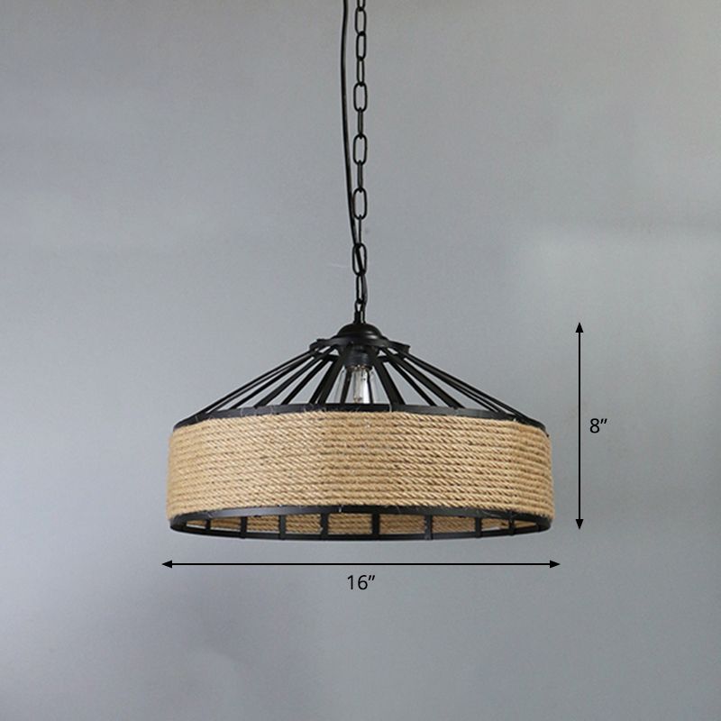 1 Head Pendellampe Lamp Country Restaurant Decke hängen Licht mit Kegelmetallschatten in Schwarz