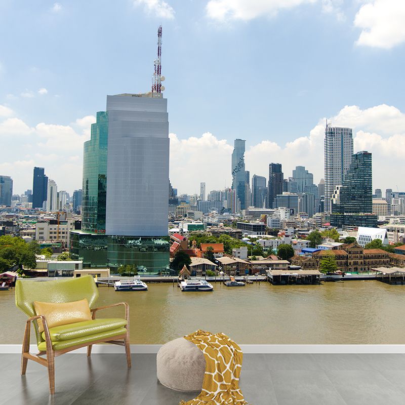 Thailand Cityscape Minimalist Wall Covering for Living Room, Size Optional