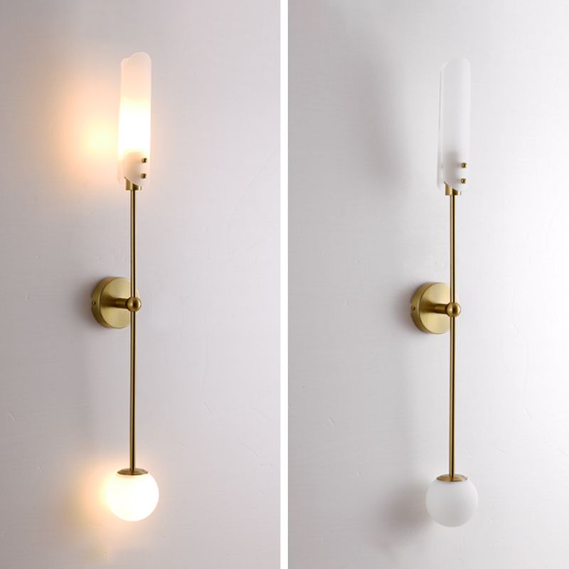 Glass Wall Lighting Contemporary 2 Lights Gold Sconce Lamp Fixture for Living Room
