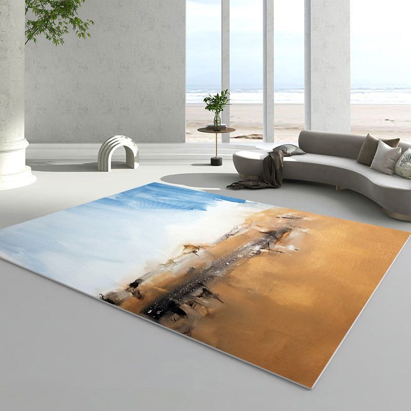 Alfombra gráfica blanca poliéster alfombra contemporánea alfombra resistente a manchas para decoración del hogar