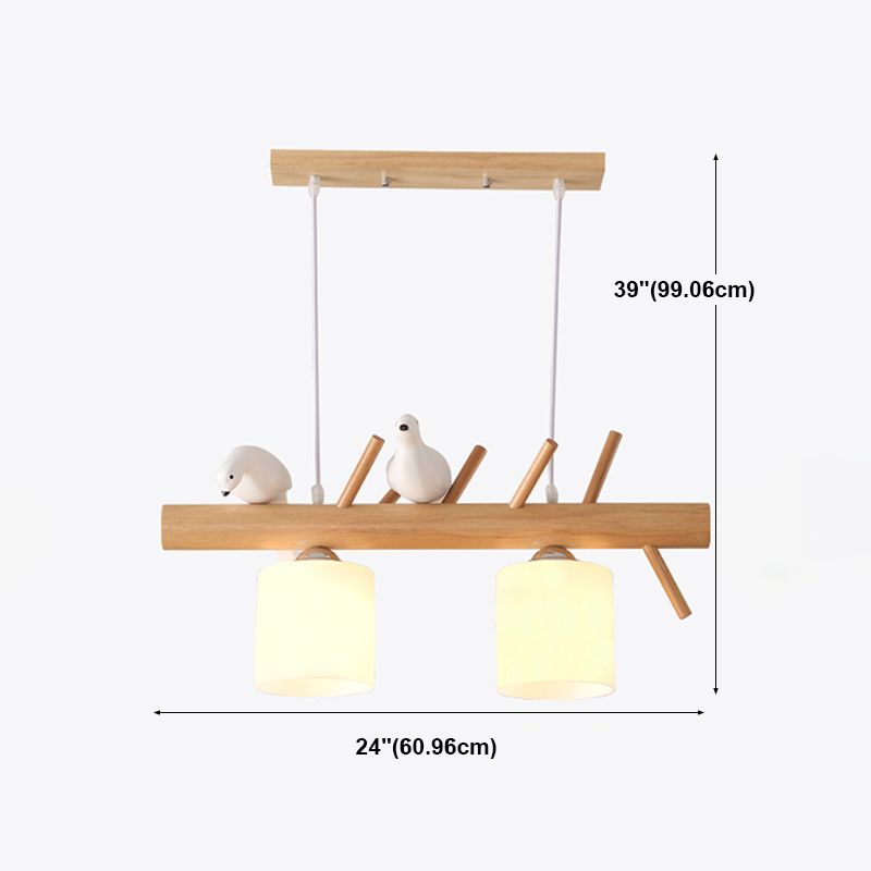Contemporary Pendant Lights Cylinder Hanging Lights White Glass 2 Light for Kitchen Island
