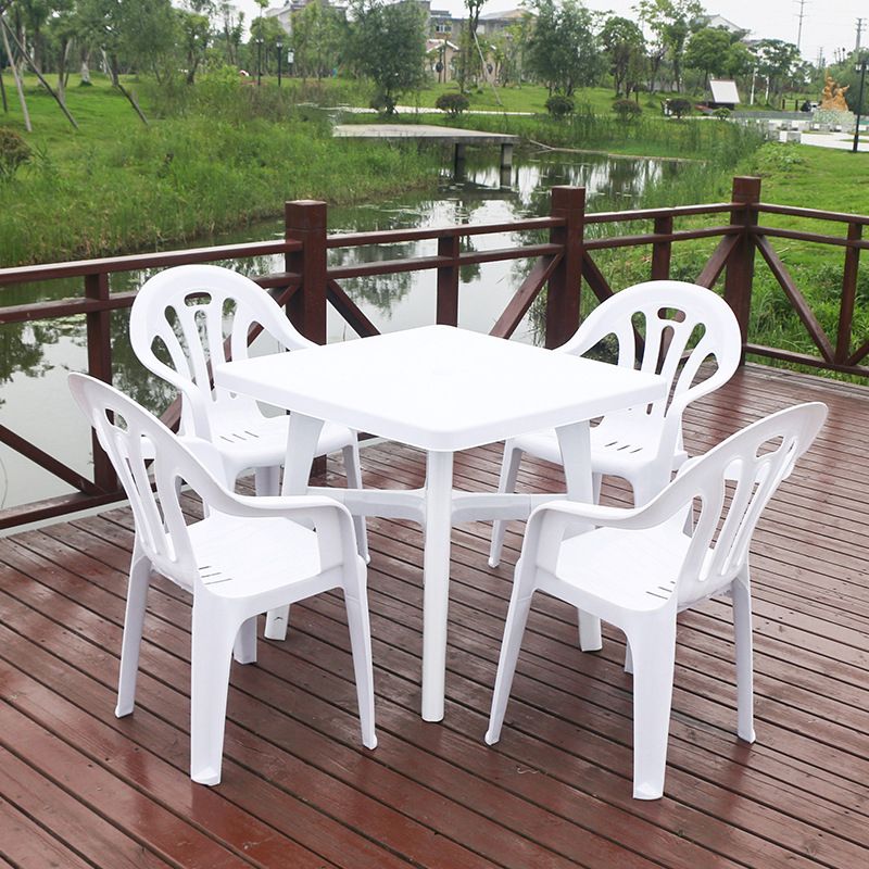 Modern Waterproof Geometric Courtyard Table Plastic Frame Outdoor Table