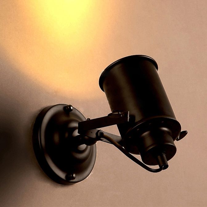 American Country Industrial Style Cylindric Sconce Wall Light Metal 1 Approche légère
