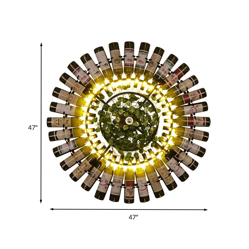 Wine Bottle Metal Wall Sconce Industrial 1 Bulb Restaurant LED Plant Wall Lamp Fixture in Black