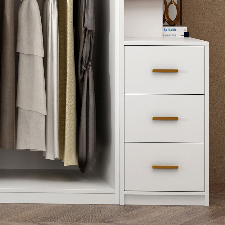 White Wooden Wardrobe Contemporary Style Wardrobe Closet with Drawer