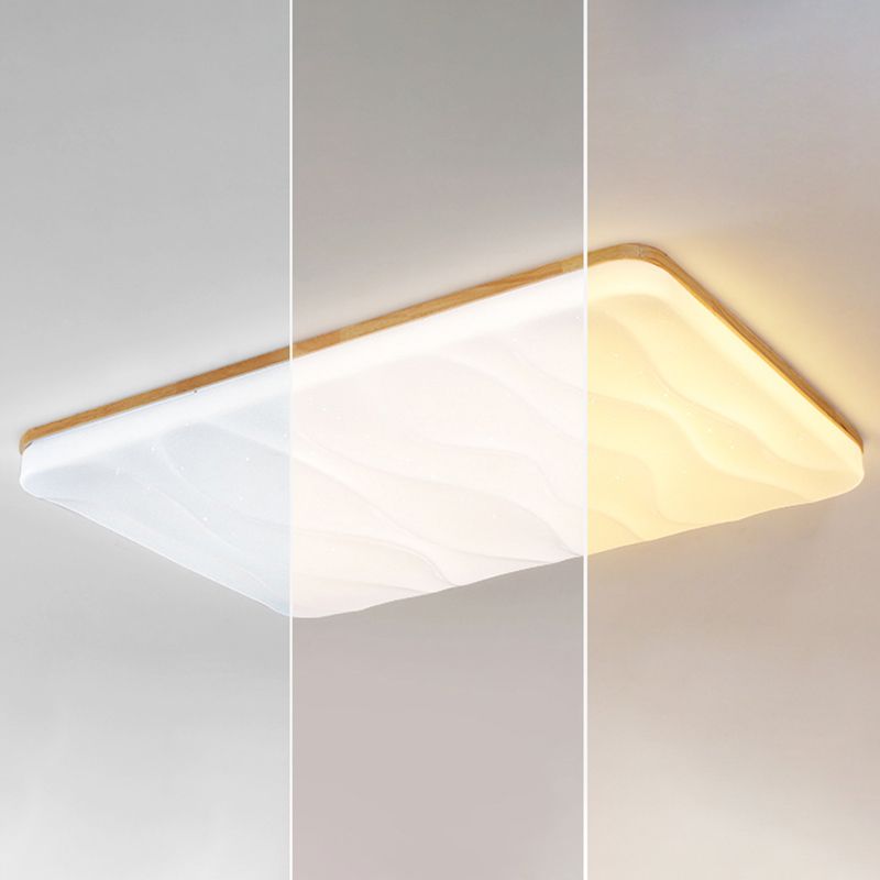 Modern Rectangle Ceiling Light Wood 1 Light LED Flush Mount Light for Bedroom