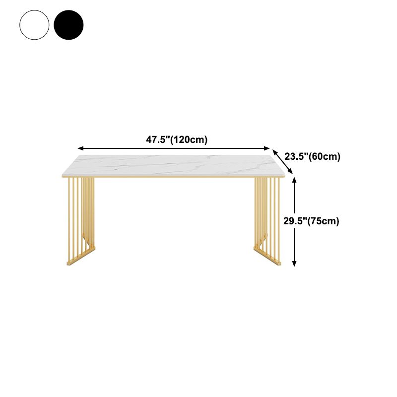 Glam Iron Dining Table Set 1/2/5/7 Pieces Dinette Set with Rectangle Sintered Stone Top