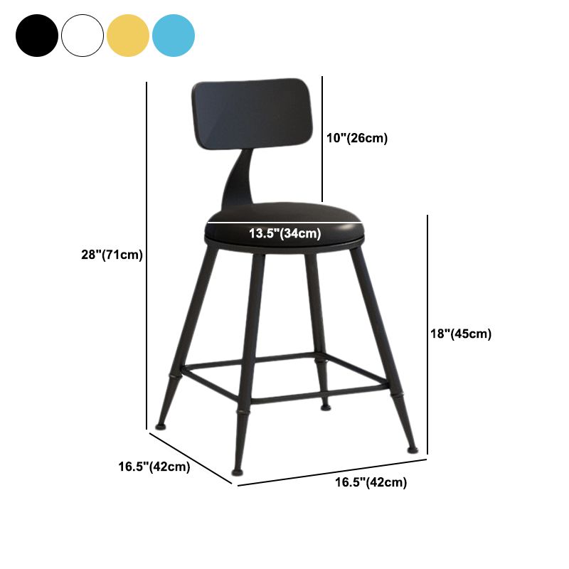 Nordic Armless Backrest Counter Stool Iron Balcony Bar Stool with Cushion and Pedal