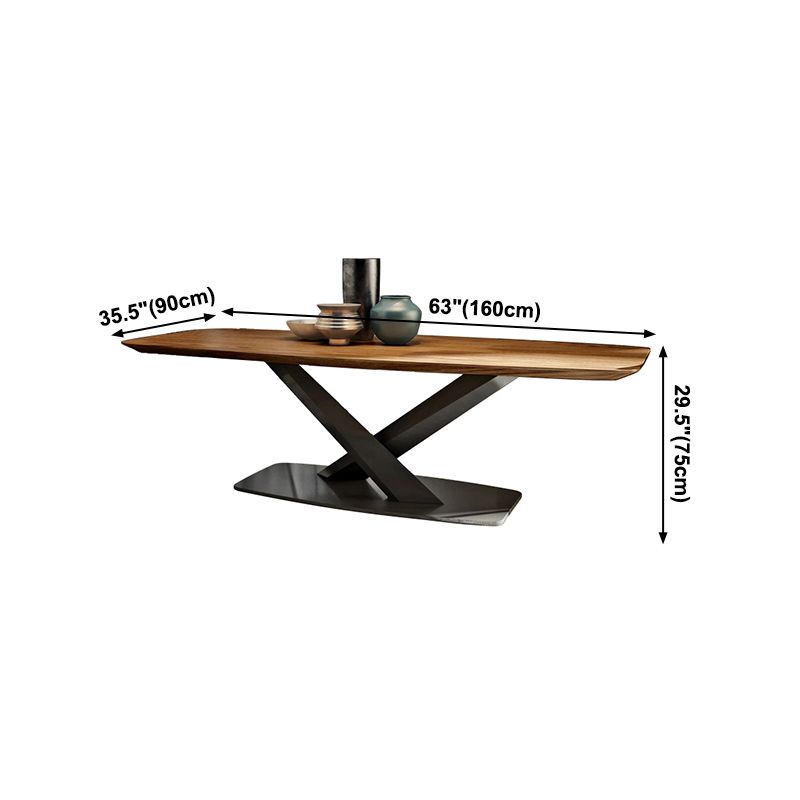 Mesa industrial de madera maciza para mesa de comedor rectangular de restaurantes con pedestal de metal