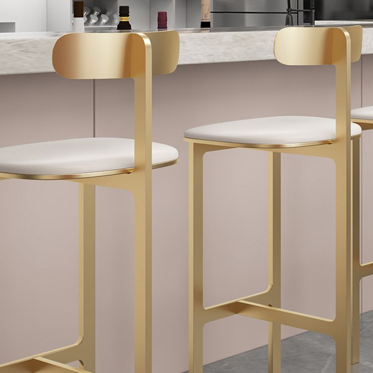 Modern Backrest Armless Counter Stool Iron Frame Bar Stool with Leather Cushion