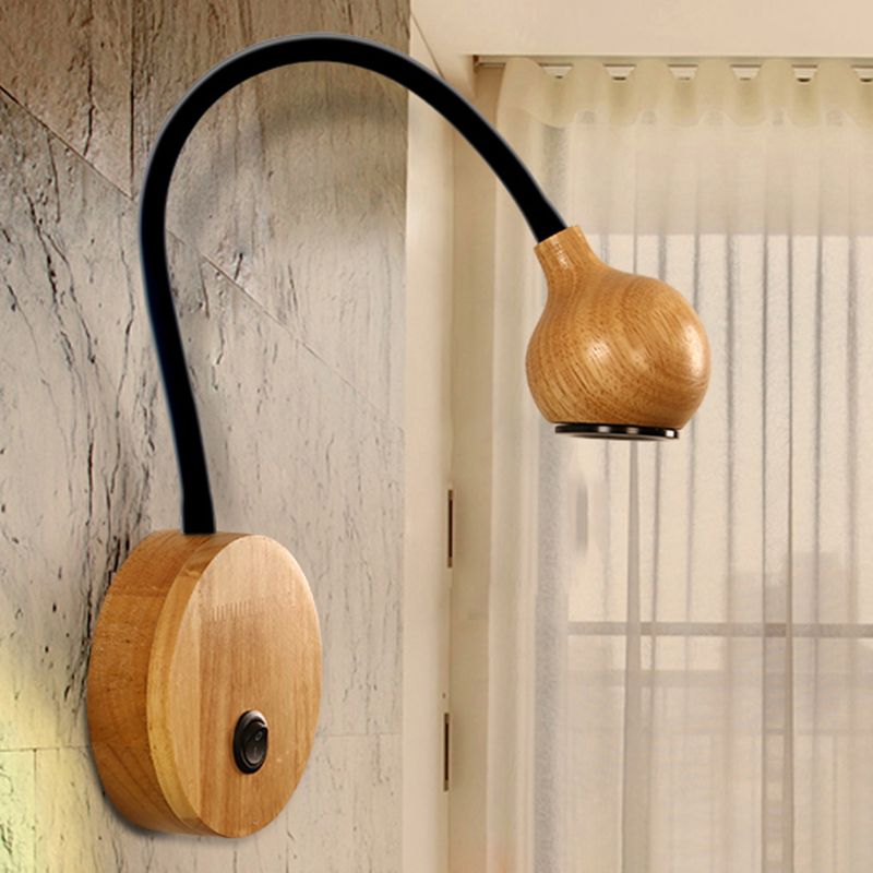 Holz moderne 1-Licht-Wandleuchte bewaffnetes Lesung Lampe für Schlafzimmer