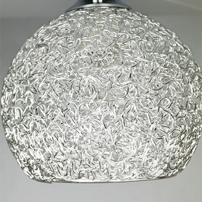 Aluminum Wire Spherical Pendant Macaron Style 1-Light Suspended Lighting Fixture