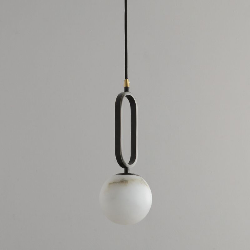 Marble Spherical Shape Hanging Lights Modern Style 1 Head Hanging Mount for Restaurant