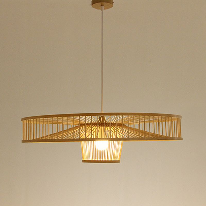 Einzigartige Schattenhänge mit modernem Stil Bambus 1 hängende Lampe für Bett