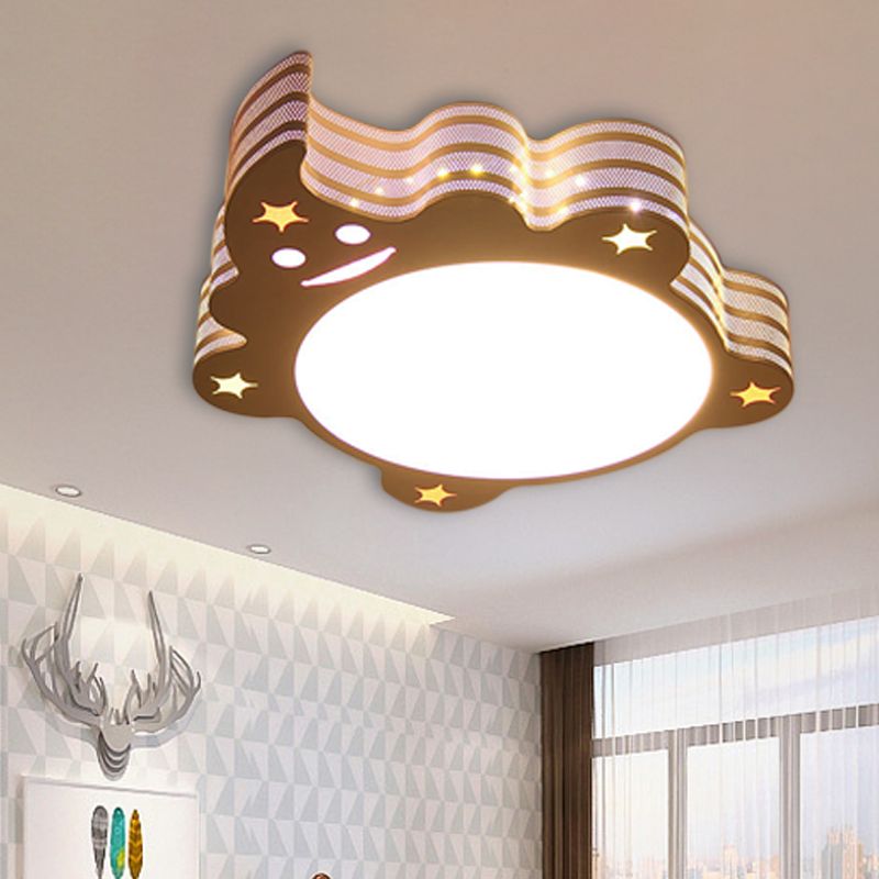 Cartoon Lovely Flush Mount Light Acrylic Metal White LED Ceiling Lamp for Game Room Kid Bedroom