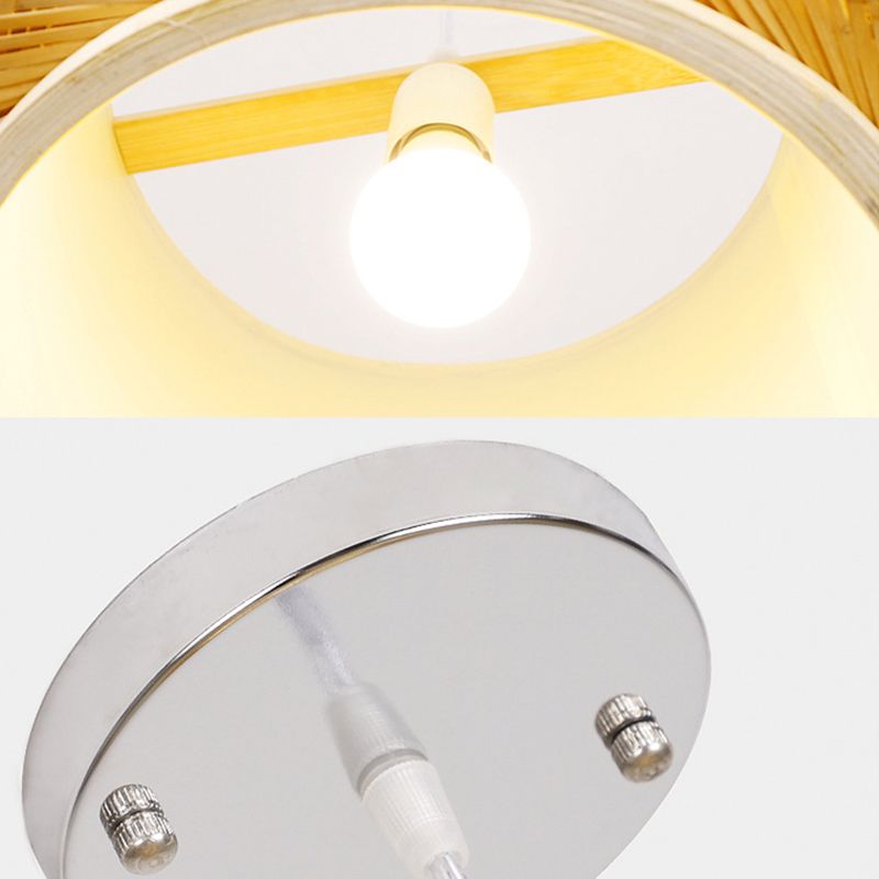 Stile asiatico in tema a mano Bamboo Lampada sospesa Lanterne a forma di lampadina a forma di lampadina per ristorante