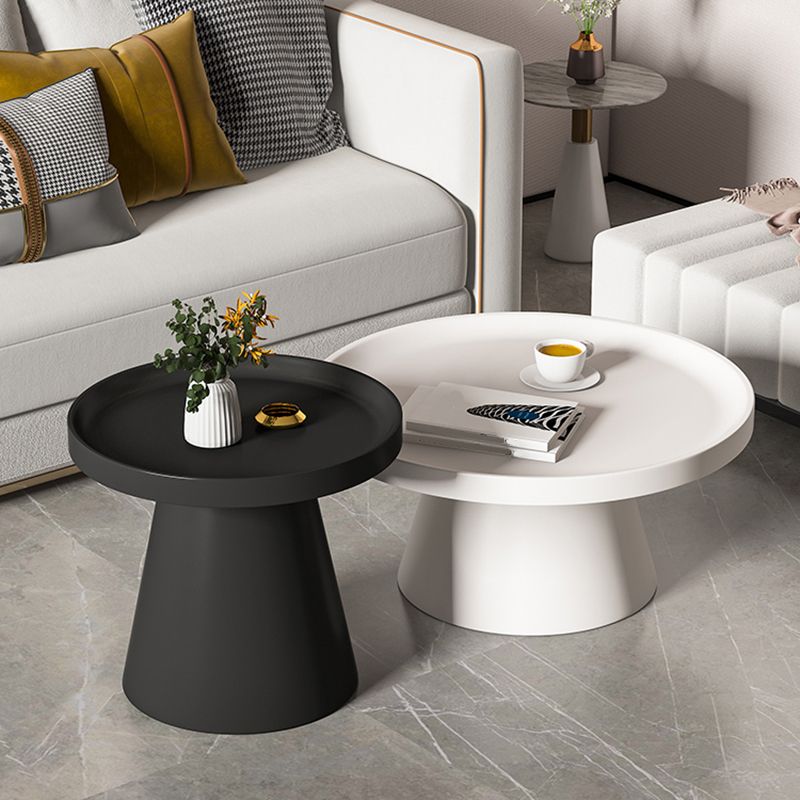 Mid-Century Modern Iron Coffee Table Round Tray Top Cocktail Table Set